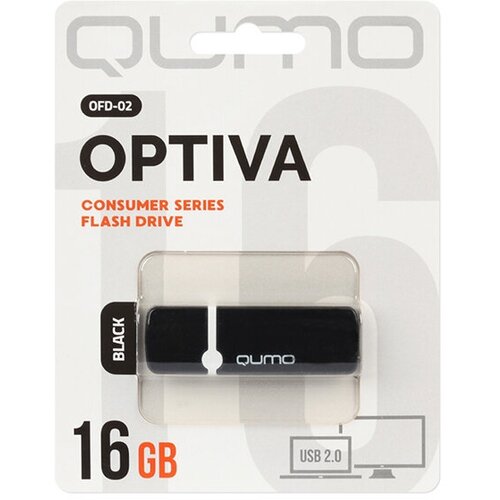 Флешка 16GB QUMO USB 2.0 Optiva 02 Black, черный корпус