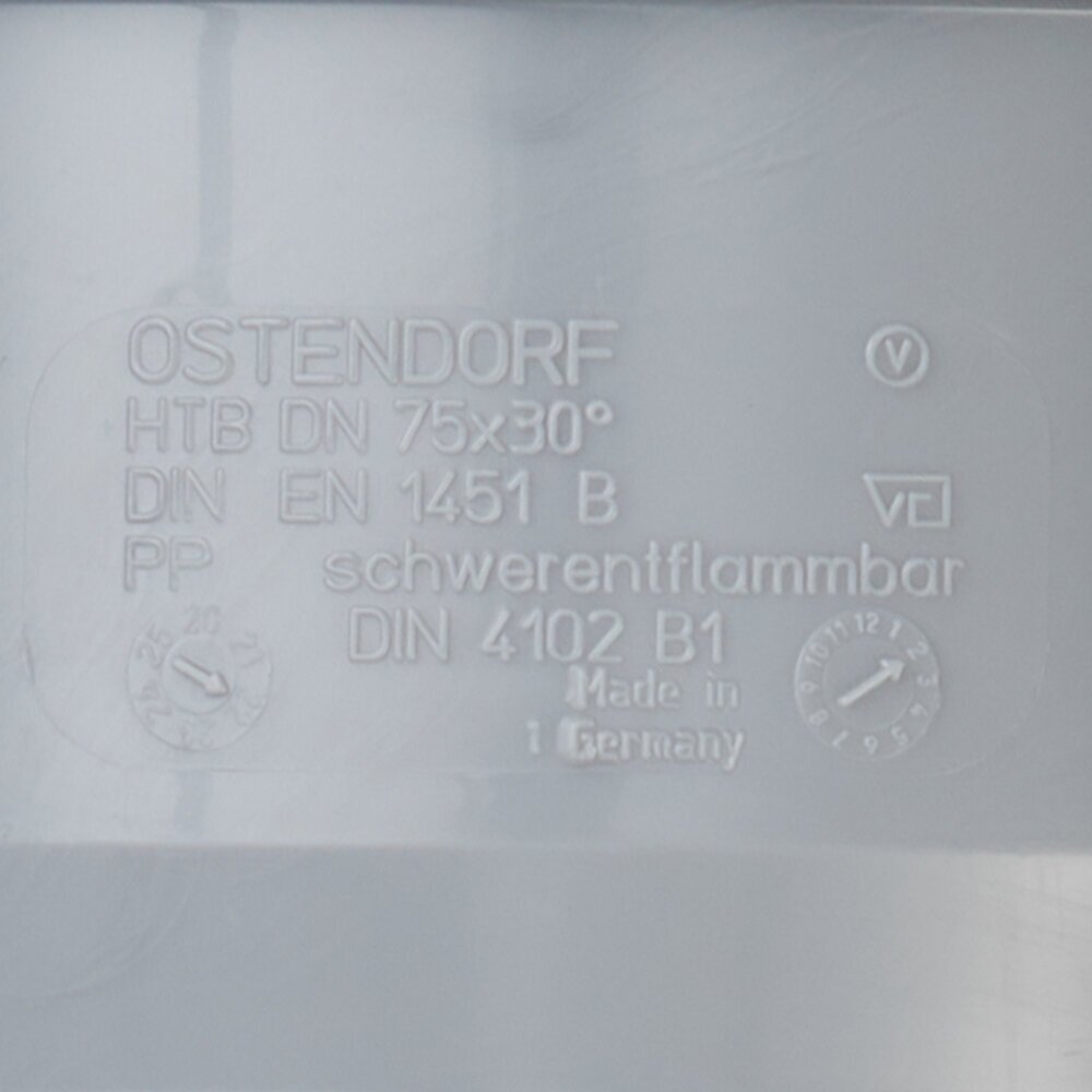 Отвод Ostendorf HTB (113110) d75 мм 30° пластиковый для внутренней канализации - фотография № 3
