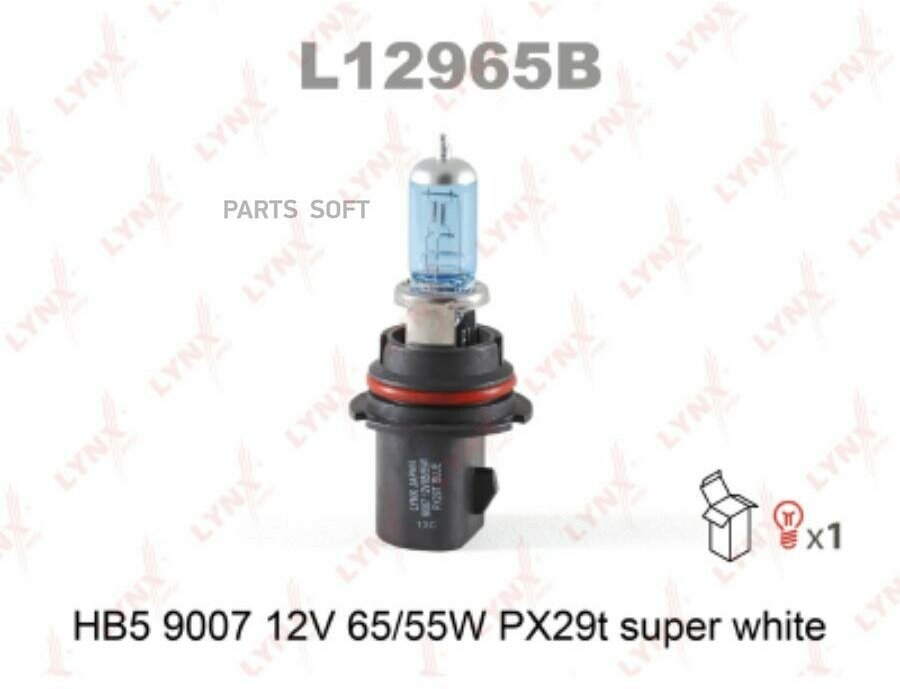 Лампа 12v Hb5 65/55w Px29t Lynxauto Super White 1 Шт. Картон L12965b LYNXauto арт. L12965B