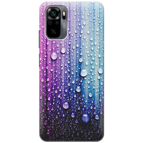 фото Ультратонкий силиконовый чехол-накладка для xiaomi redmi note 10 с принтом "капли на голубом" gosso