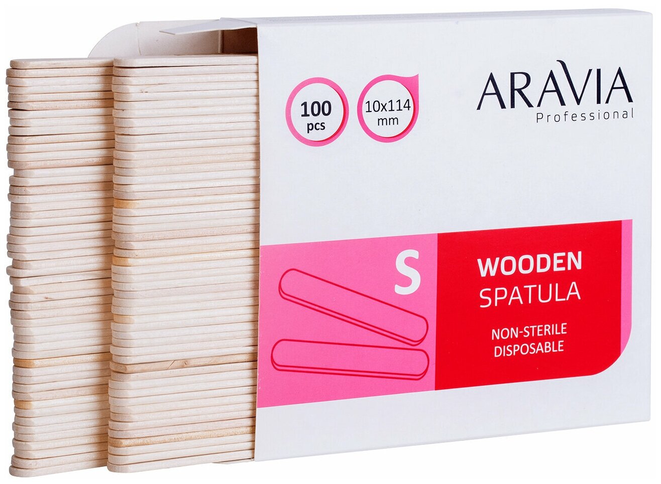 Шпатели деревянные одноразовые ARAVIA Professional размер S 100шт - фото №1
