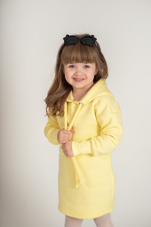 Школьное платье-толстовка Master Baby, футер, однотонное, размер 92-104, желтый