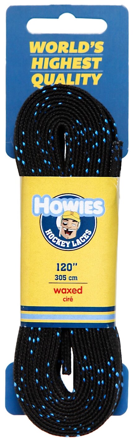 Шнурки хоккейные Howies профессиональные с пропиткой чёрные (120"/305) (NS)