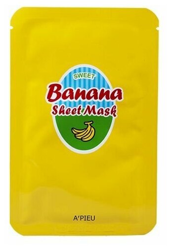 Маска для лица тканевая, Banana & Honey Sheet Mask, APieu, 8806185729581