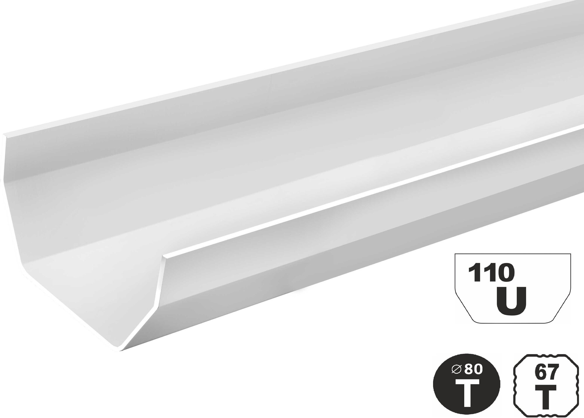 Желоб водосточный ПВХ 1,5 метра U110/67, белый - 5 шт