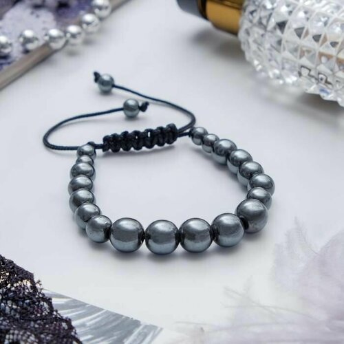 фото Браслет queen fair, гематит, искусственный камень, металл, размер 6 см, черный, серый