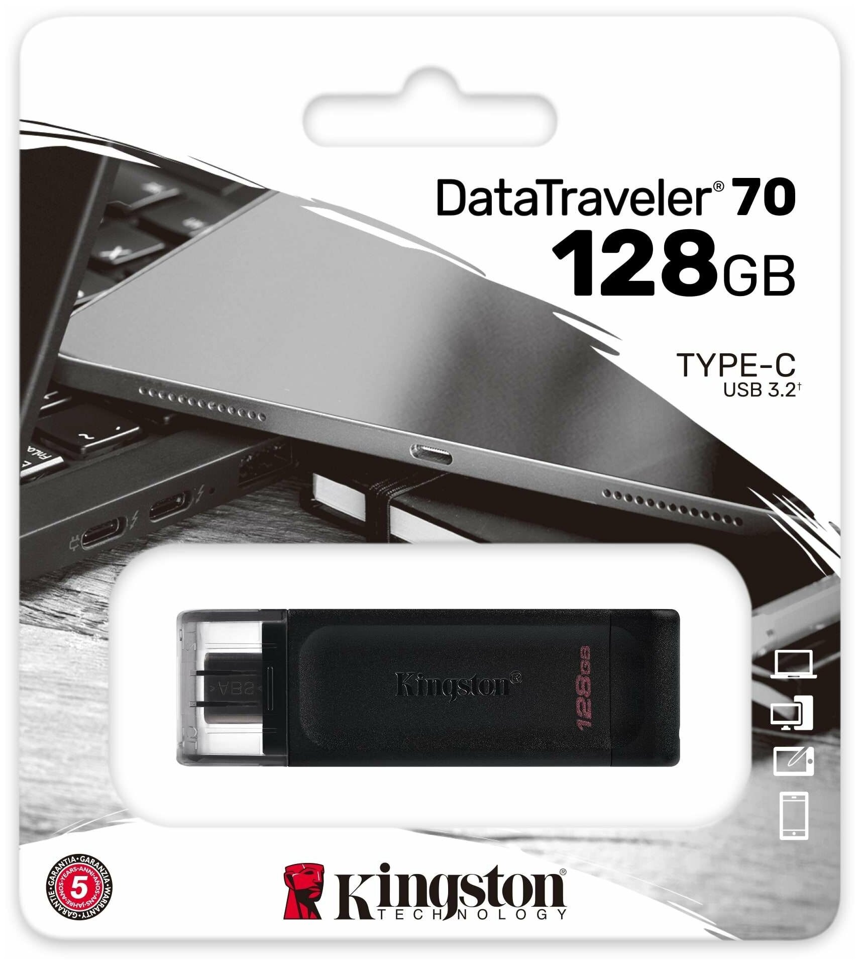 Флешка Kingston DataTraveler 70 128ГБ Black (DT70/128GB)