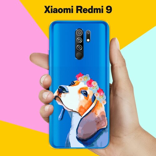 Силиконовый чехол на Xiaomi Redmi 9 Бигль с цветами / для Сяоми Редми 9 силиконовый чехол бигль с цветами на xiaomi redmi 9
