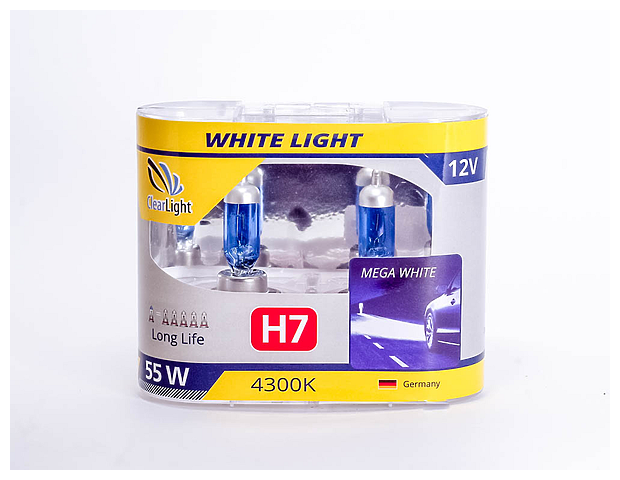 CLEARLIGHT MLH7WL лампа галогеновая 12v h7 55w px26d 4300k (бокс 2шт) white light\