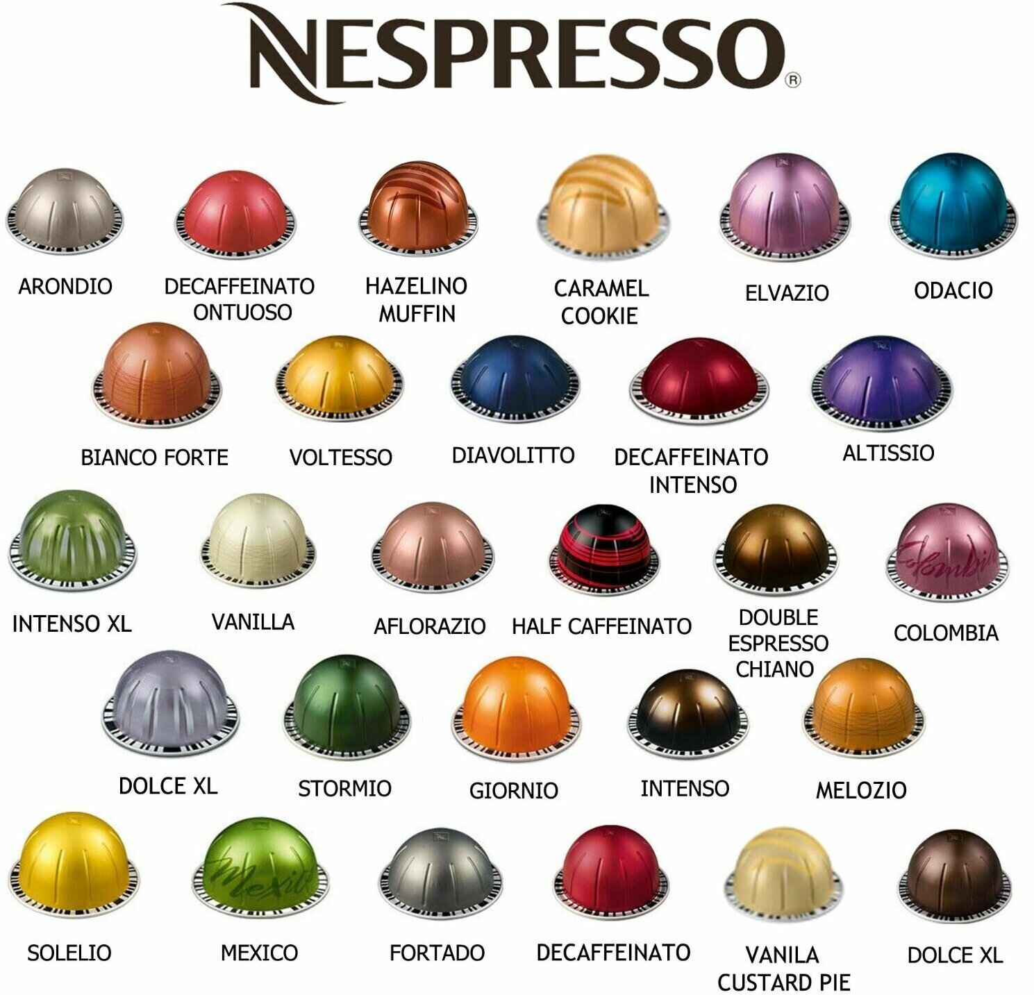 Кофе в капсулах Nespresso Vertuo, бленд Melozio Decaffeinato, 230 ml, 10 капсул