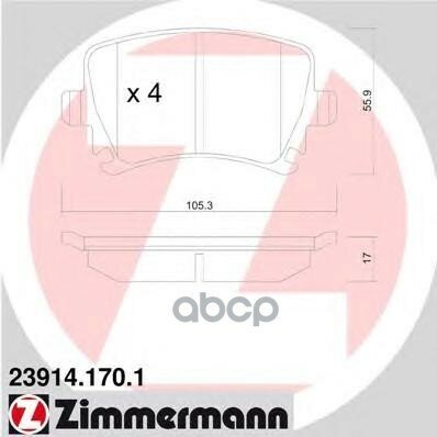 Колодки Тормозные Дисковые К-Т Audi, Skoda, Vw Zimmermann арт. 23914.170.1