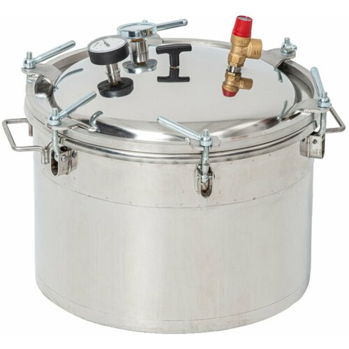 Газовый автоклав. Модель Консерватор из нержавейки, с фальшдном. Объем 46 литров.