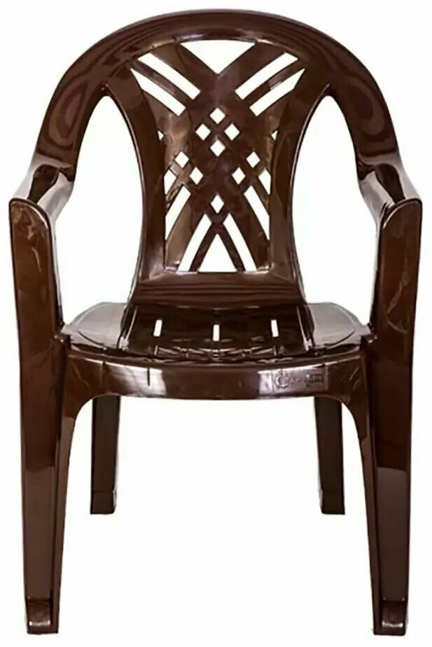 Садовое кресло с подлокотниками Садовый стул пластик коричневый ПРЕСТИЖ-2 66х60х84см - фотография № 2