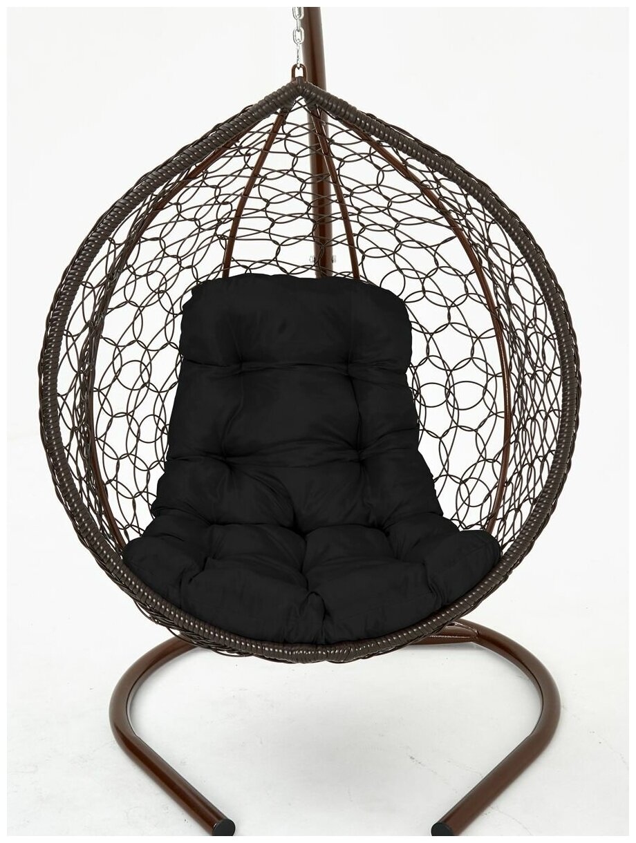 Подвесное кресло-кокон Yova Bubble из эко-ротанга, стойка венге, подушка трапеция черная - фотография № 5