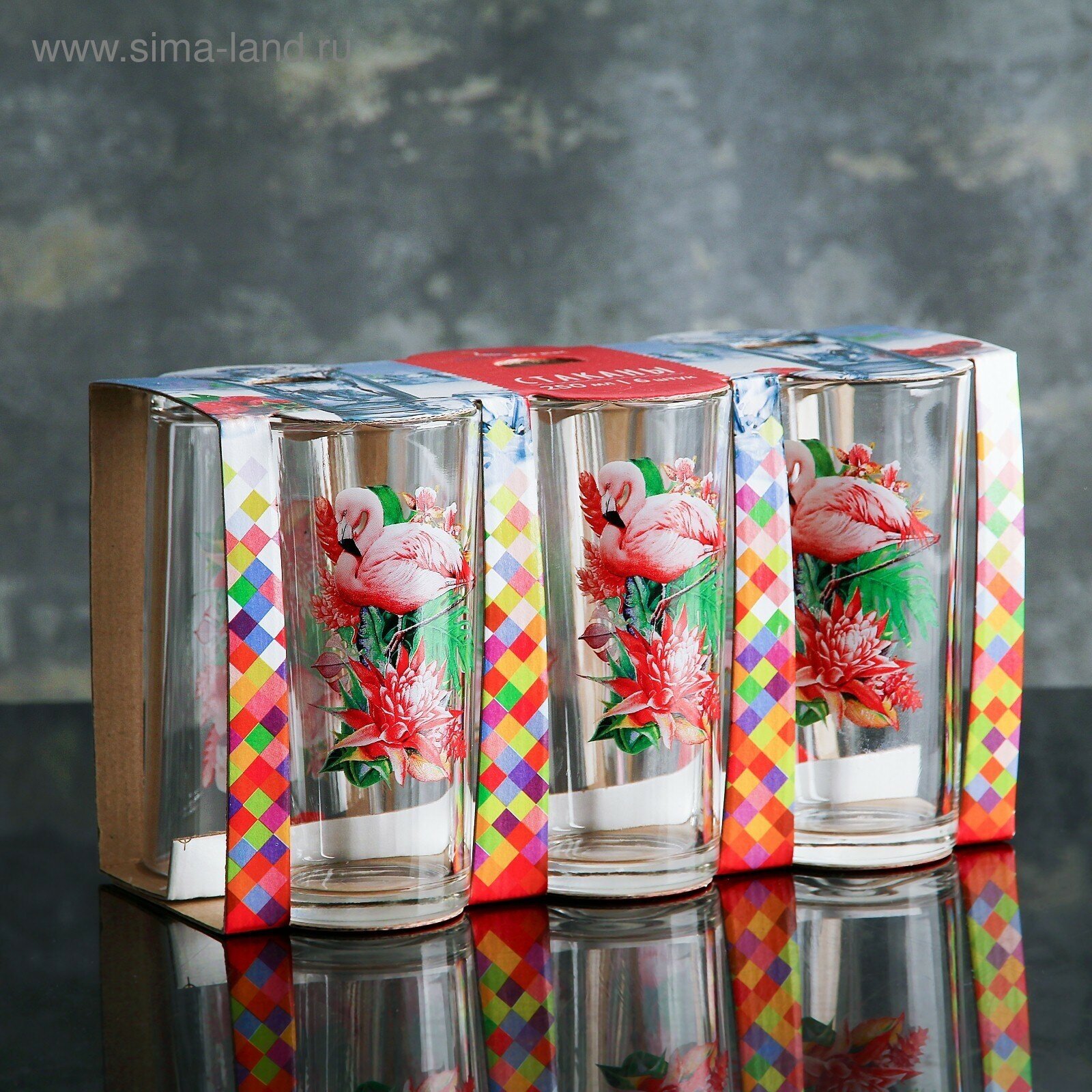 Набор стаканов для сока «Фламинго», стеклянный, 250 мл, 6 шт