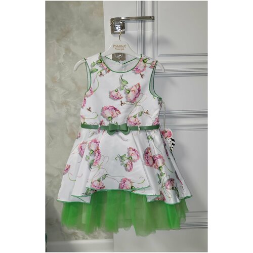 Платье Pamina, размер 116, белый, зеленый платье pamina размер 116 фиолетовый