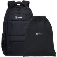 Школьный рюкзак TORBER CLASS X T2602-23-BLK, черный, 45x30х18 см, 17 л + Мешок для сменной обуви в подарок!