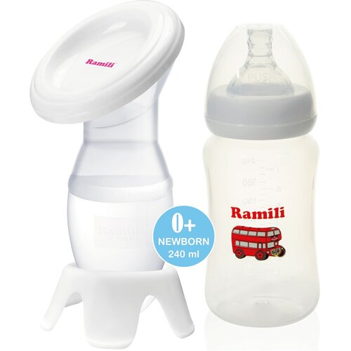 фото Ручной молокоотсос ramili mc200 с противоколиковой бутылочкой 240ml ramili baby
