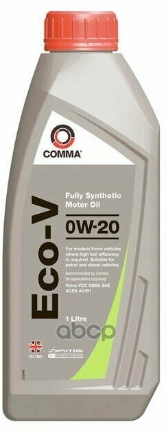 COMMA Comma 0W20 Eco-V (1L)_Масло Моторное! Синт Acea C5, Api Sn, Volvo Vcc Rbs0-2Ae