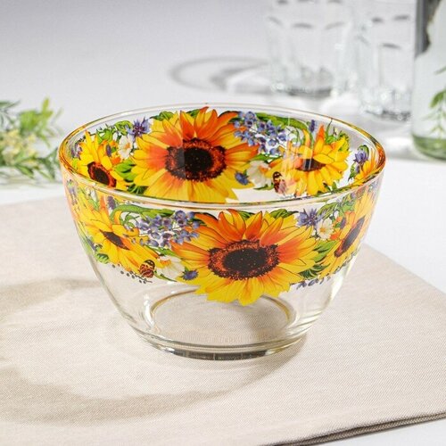Салатник «Подсолнух», большой, 1500 мл, стеклянный