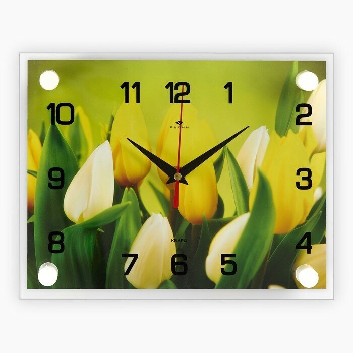 Рубин Часы настенные: Цветы, "Тюльпаны", бесшумные, 20 х 26 см