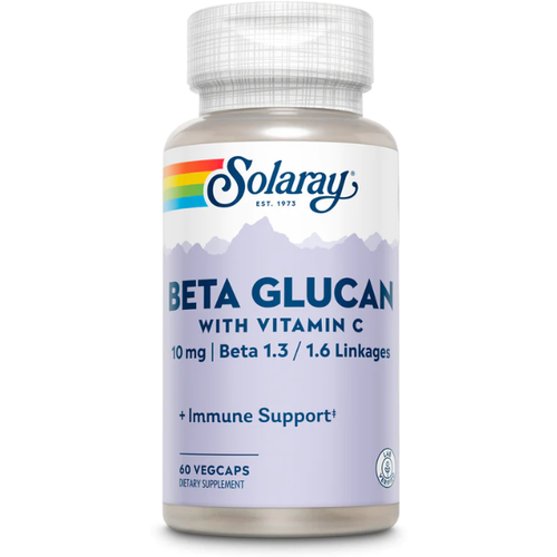 Solaray Beta Glucans 10 mg beta 1.3/1.6 Linkages with Vitamin C (Бета глюканы с вит С) 60 вег капс (Solaray)