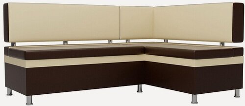 Изображение товара Кухонный диван Стайл угловой Бежево-Коричневый Экокожа Правый, 170х114х88 см, с ящиком для белья