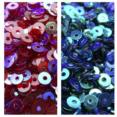 Комплект из двух видов товара пайетки непрозрачные 3 мм сине-черный 10 гр пайетки прозрачные 3 мм бордовый 10 гр Всего в комплекте 20 гр товара 329₽