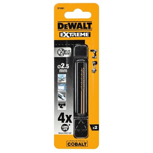 Сверло по металлу DeWalt COBALT Ф 2.5 DT4901 (2шт) (блистер)