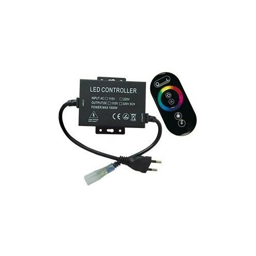 контроллер ecola led strip rgb mini controller для лент 12в 72 вт 24 в 144 вт 6а кнопка упр 4238992 Ecola Контроллер 220V 16x8 1500W 6.6A RGB с кольцевым сенсорным черным радиопультом RFB615KSB (арт. 638656)