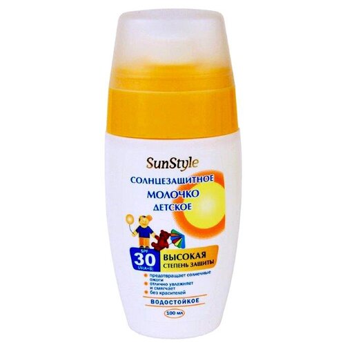 Детское солнцезащитное молочко-спрей SUNSTYLE Sun Style водостойкое, SPF30+, 100 мл