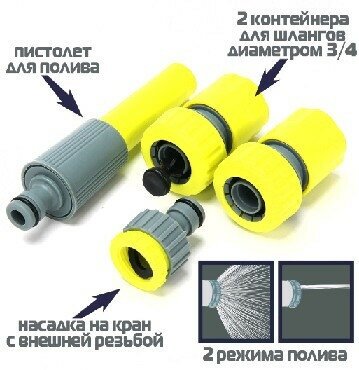 Стартовый набор (INBLOOM Стартовый набор для подключения шланга d3/4", 4 предмета 21х14х4 160-129)