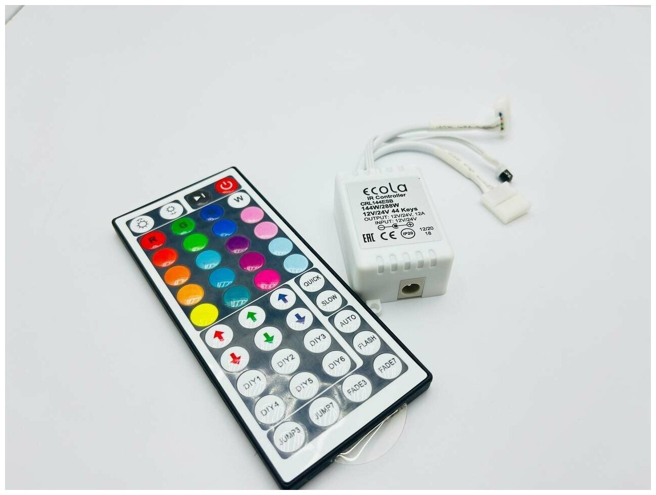 Контроллер для RGB ленты 12V/24V до 144/288Вт с большим ИК-пультом Ecola CRL144ESB