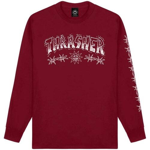 Лонгслив THRASHER, хлопок, размер XL, бордовый