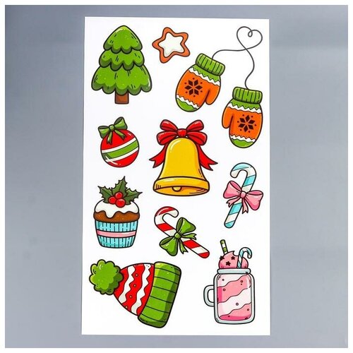 Интерьерная наклейка «Новогодние сладости», белый фон, 30×50 см