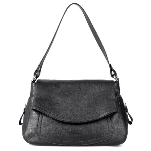 фото Сумка хобо afina, натуральная кожа, черный