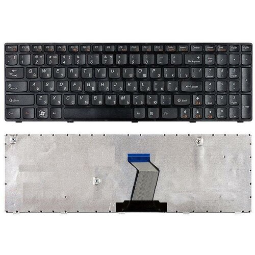 Клавиатура для ноутбука Lenovo IdeaPad B570 B580 V570 Z570 Z575 B590 черная с черной рамкой lenovo z570 b570 v570 v580 z575 новая черная с рамкой клавиатура ru 25 013347