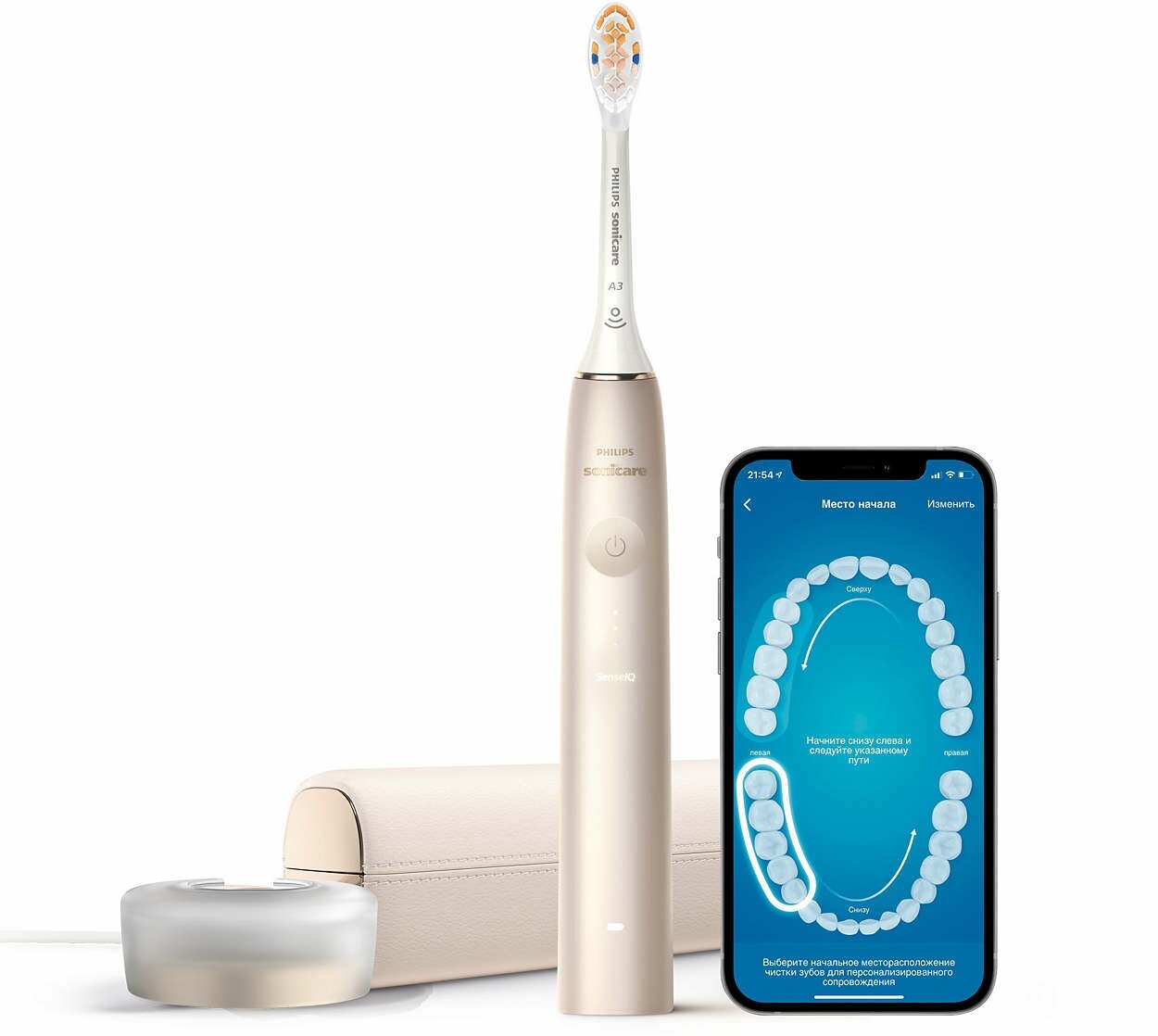 PHILIPS Звуковая зубная щетка Philips Sonicare 9900 Prestige HX9992/11, золотистое шампанское