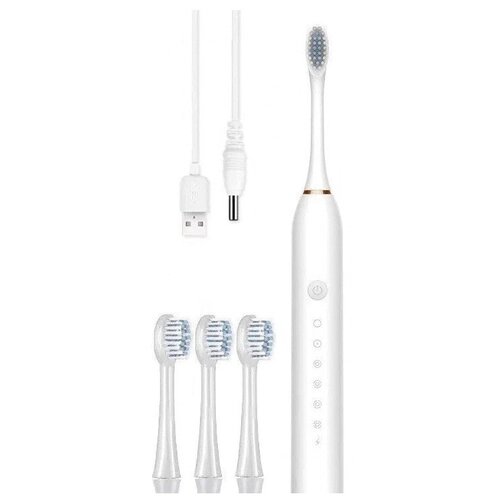 Электрическая звуковая зубная щетка Sonic Toothbrush с 3 насадками и 5 режимами работы / Щетка для отбеливания зубов и профилактики кариеса