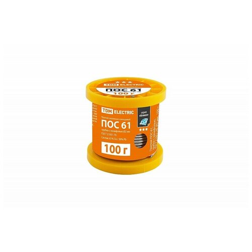 фото Припой пос 61, трубка с канифолью, гост 21931-76, ø2 мм, 100 г, катушка, серия алмаз tdm tdm еlectric