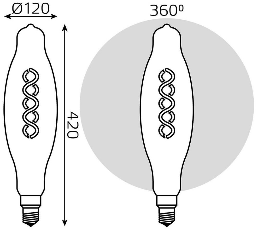 Лампа Gauss Filament BT120 8W 620lm 2400К Е27 golden flexible LED 1/10 - фотография № 12