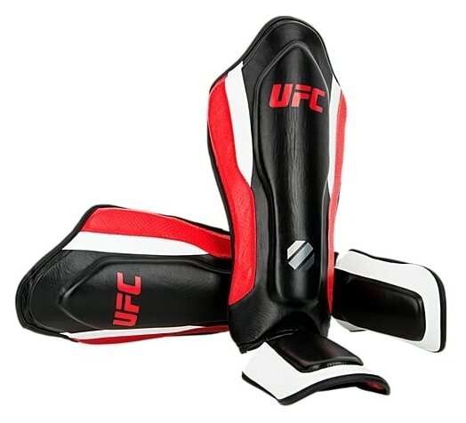 Защита голени UFC с защитой подъема стопы красный/черный (размер S/M)