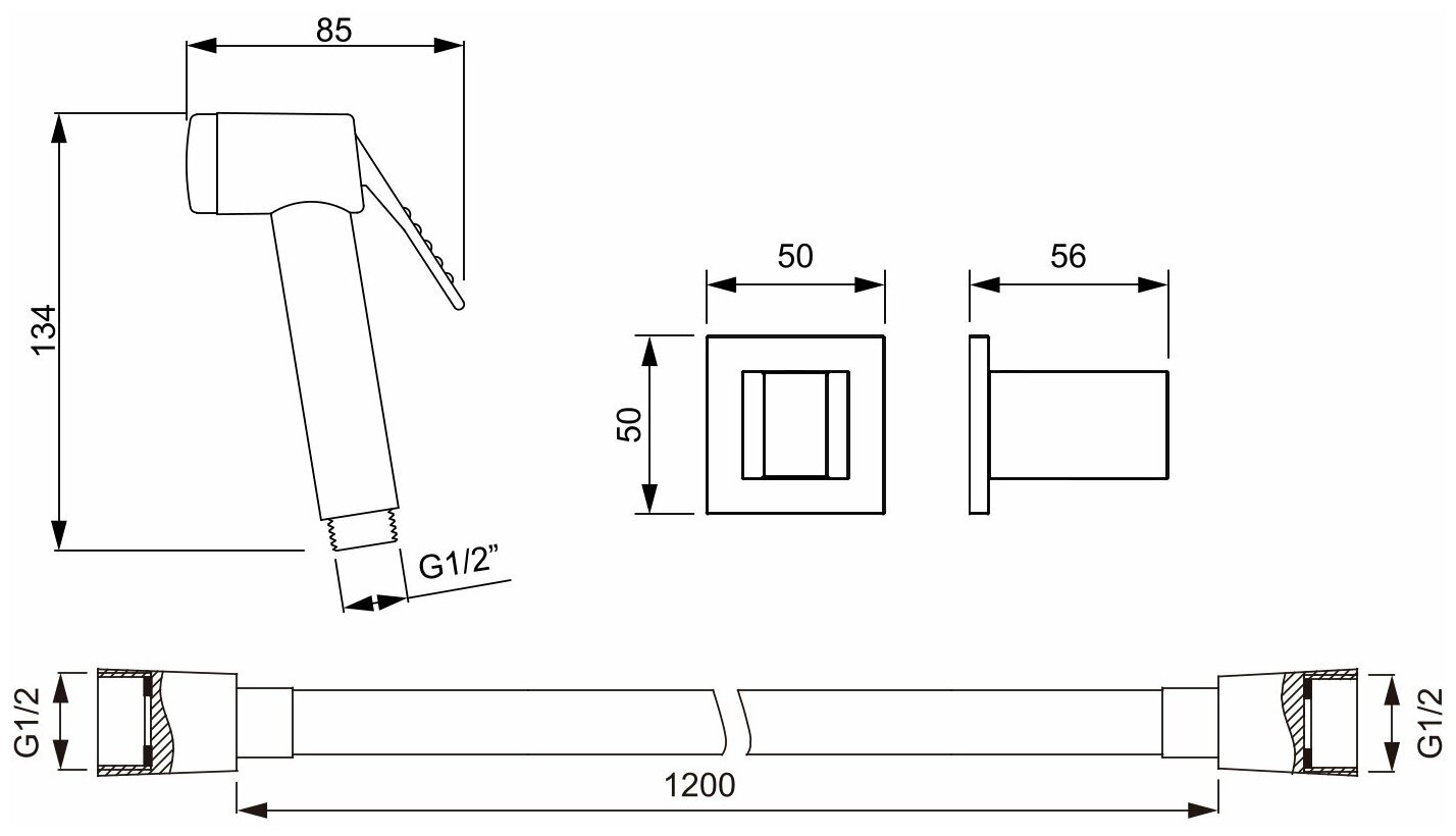 Набор для гигиенического душа Timo SG-3054/03 Черный - фотография № 2