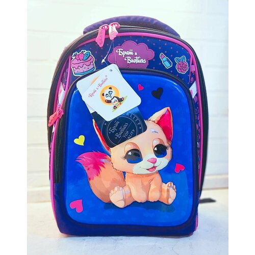 Школьный ранец/рюкзак для девочки Лисичка 3D рисунок / Ранец школьный каркасный с ортопедической спинкой