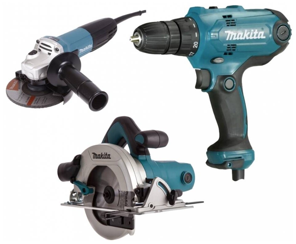 Набор инструмента Makita DK 0119 дрель DF 0300, УШМ GA 5030, пила HS 6601