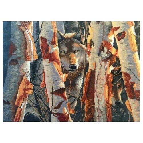 Набор для вышивания крестом Лесной страж 4495, 46x34 см. канва, мулине