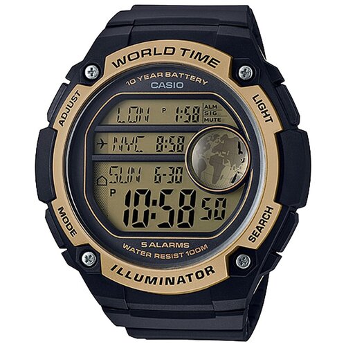 Наручные часы CASIO AE-3000W-9A, черный, желтый часы casio ae 3000w 9a
