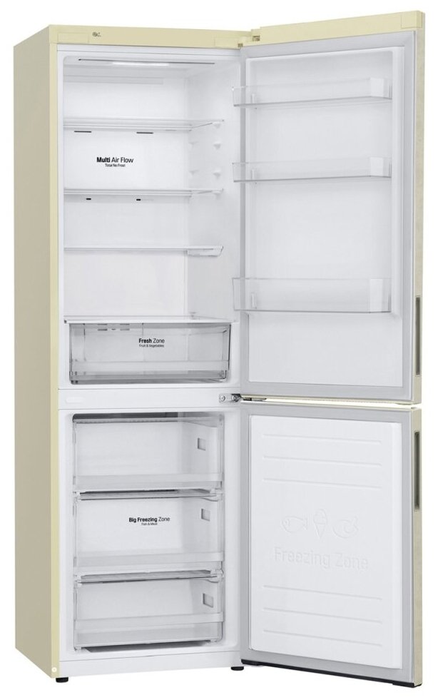 Холодильник LG GA-B 459 CESL /БЕЖ., 1,86*0,60, 3ящ., Total No Frost, б/ручек, диспл./ - фотография № 3