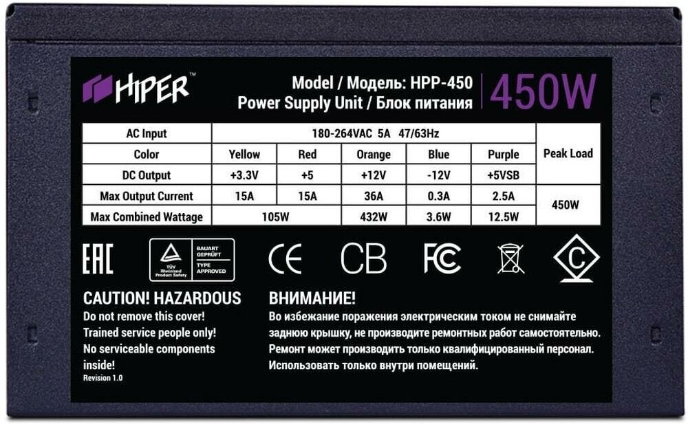 Блок питания HIPER HPP-450 черный BOX - фото №12