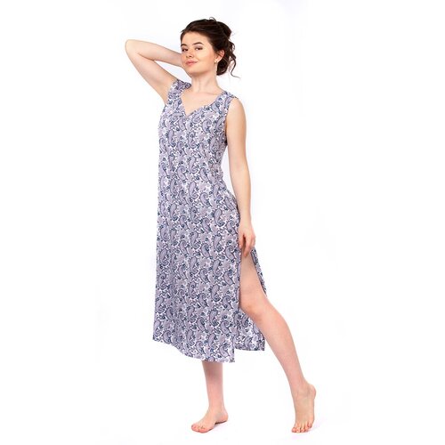 Сорочка Eveness удлиненная, застежка отсутствует, без рукава, размер 44, белый, серый